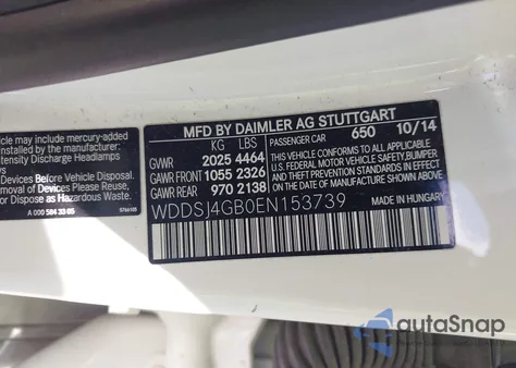 2014 Mercedes-Benz Cla 250 4Matic из США, поврежденный, VIN WDDSJ4GB0EN153739